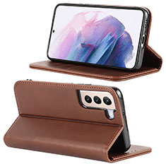 Funda de Cuero Cartera con Soporte Carcasa D04T para Samsung Galaxy S21 5G Marron