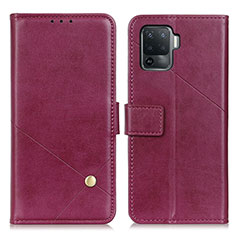 Funda de Cuero Cartera con Soporte Carcasa D04Y para Oppo F19 Pro Morado