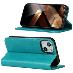 Funda de Cuero Cartera con Soporte Carcasa D05T para Apple iPhone 13 Cian