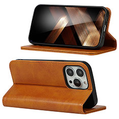 Funda de Cuero Cartera con Soporte Carcasa D05T para Apple iPhone 13 Pro Marron Claro