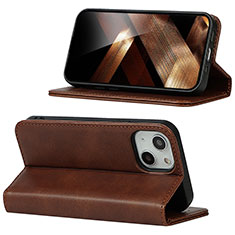 Funda de Cuero Cartera con Soporte Carcasa D05T para Apple iPhone 14 Marron