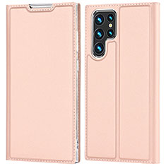 Funda de Cuero Cartera con Soporte Carcasa D05T para Samsung Galaxy S21 Ultra 5G Oro Rosa