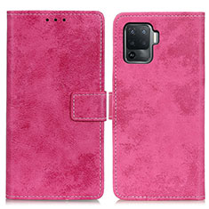 Funda de Cuero Cartera con Soporte Carcasa D05Y para Oppo F19 Pro Rosa Roja