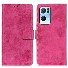 Funda de Cuero Cartera con Soporte Carcasa D05Y para Oppo Reno7 Pro 5G Rosa Roja