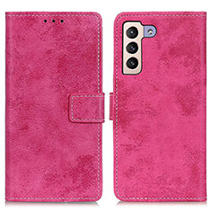 Funda de Cuero Cartera con Soporte Carcasa D05Y para Samsung Galaxy S21 5G Rosa Roja
