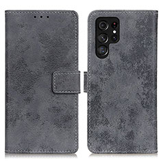 Funda de Cuero Cartera con Soporte Carcasa D05Y para Samsung Galaxy S22 Ultra 5G Gris