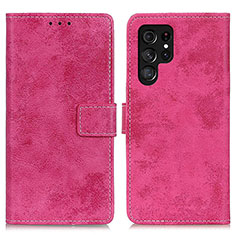Funda de Cuero Cartera con Soporte Carcasa D05Y para Samsung Galaxy S22 Ultra 5G Rosa Roja