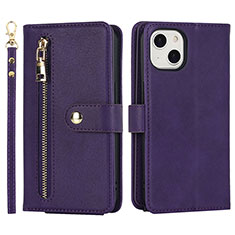 Funda de Cuero Cartera con Soporte Carcasa D06T para Apple iPhone 14 Plus Morado