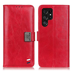Funda de Cuero Cartera con Soporte Carcasa D06Y para Samsung Galaxy S21 Ultra 5G Rojo