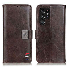 Funda de Cuero Cartera con Soporte Carcasa D06Y para Samsung Galaxy S22 Ultra 5G Marron