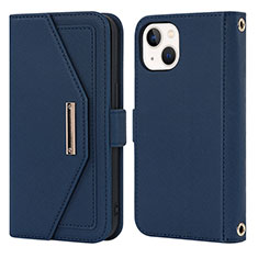 Funda de Cuero Cartera con Soporte Carcasa D07T para Apple iPhone 13 Azul