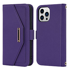 Funda de Cuero Cartera con Soporte Carcasa D07T para Apple iPhone 13 Pro Morado