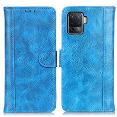 Funda de Cuero Cartera con Soporte Carcasa D07Y para Oppo F19 Pro Azul Cielo