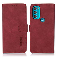 Funda de Cuero Cartera con Soporte Carcasa D08Y para Motorola Moto G71 5G Rojo
