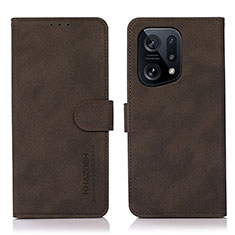 Funda de Cuero Cartera con Soporte Carcasa D08Y para Oppo Find X5 5G Marron