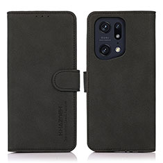 Funda de Cuero Cartera con Soporte Carcasa D08Y para Oppo Find X5 Pro 5G Negro