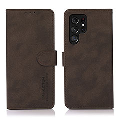 Funda de Cuero Cartera con Soporte Carcasa D08Y para Samsung Galaxy S22 Ultra 5G Marron