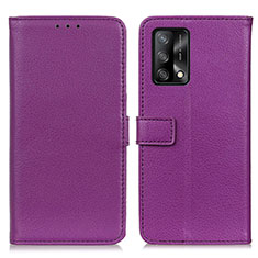 Funda de Cuero Cartera con Soporte Carcasa D09Y para Oppo A95 4G Morado