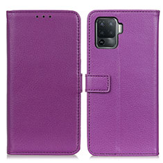 Funda de Cuero Cartera con Soporte Carcasa D09Y para Oppo F19 Pro Morado