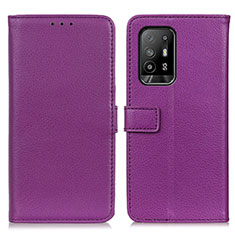 Funda de Cuero Cartera con Soporte Carcasa D09Y para Oppo F19 Pro+ Plus 5G Morado