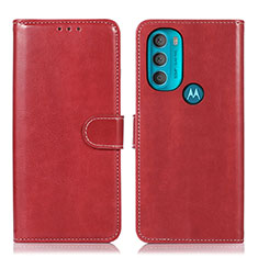 Funda de Cuero Cartera con Soporte Carcasa D10Y para Motorola Moto G71 5G Rojo