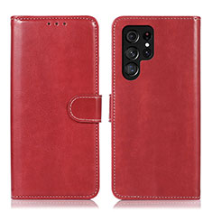 Funda de Cuero Cartera con Soporte Carcasa D10Y para Samsung Galaxy S21 Ultra 5G Rojo