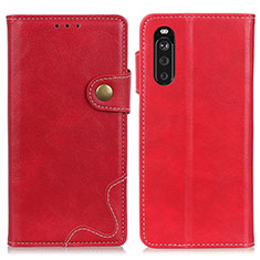 Funda de Cuero Cartera con Soporte Carcasa D11Y para Sony Xperia 10 III Rojo