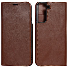 Funda de Cuero Cartera con Soporte Carcasa D13T para Samsung Galaxy S21 FE 5G Marron Claro