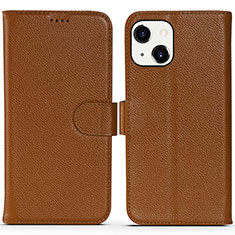 Funda de Cuero Cartera con Soporte Carcasa DL1 para Apple iPhone 13 Marron Claro