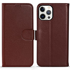 Funda de Cuero Cartera con Soporte Carcasa DL1 para Apple iPhone 13 Pro Max Marron