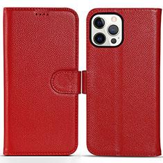 Funda de Cuero Cartera con Soporte Carcasa DL1 para Apple iPhone 14 Pro Max Rosa Roja
