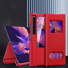 Funda de Cuero Cartera con Soporte Carcasa DL4 para Huawei Mate Xs 2 Rojo
