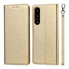 Funda de Cuero Cartera con Soporte Carcasa DT1 para Sony Xperia 5 IV Oro