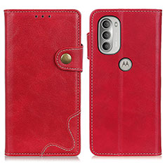 Funda de Cuero Cartera con Soporte Carcasa DY01 para Motorola Moto G51 5G Rojo