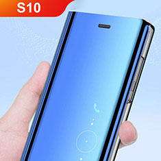 Funda de Cuero Cartera con Soporte Carcasa Espejo Carcasa L02 para Samsung Galaxy S10 5G Azul