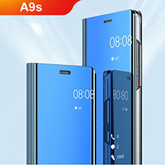 Funda de Cuero Cartera con Soporte Carcasa Espejo Carcasa para Samsung Galaxy A9s Azul Cielo