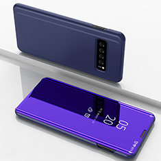 Funda de Cuero Cartera con Soporte Carcasa Espejo Carcasa para Samsung Galaxy S10 5G Azul