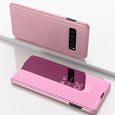 Funda de Cuero Cartera con Soporte Carcasa Espejo Carcasa para Samsung Galaxy S10 5G Oro Rosa