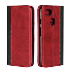 Funda de Cuero Cartera con Soporte Carcasa G01 para Google Pixel 3 Rojo