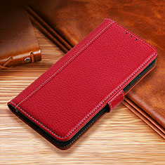 Funda de Cuero Cartera con Soporte Carcasa H01 para Apple iPhone 14 Plus Rojo