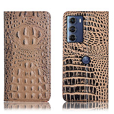 Funda de Cuero Cartera con Soporte Carcasa H01P para Motorola Moto Edge S30 5G Caqui