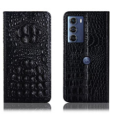 Funda de Cuero Cartera con Soporte Carcasa H01P para Motorola Moto Edge S30 5G Negro