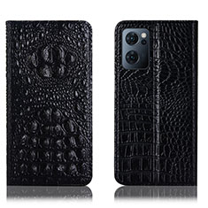 Funda de Cuero Cartera con Soporte Carcasa H01P para Oppo Reno7 5G Negro