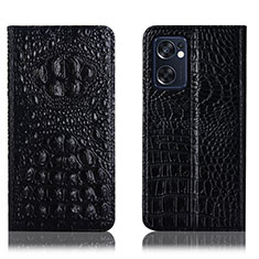 Funda de Cuero Cartera con Soporte Carcasa H01P para Oppo Reno7 SE 5G Negro