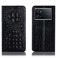 Funda de Cuero Cartera con Soporte Carcasa H01P para Vivo iQOO 9 Pro 5G Negro