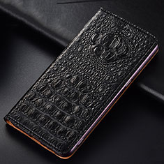 Funda de Cuero Cartera con Soporte Carcasa H01P para Xiaomi Redmi Note 9 Negro