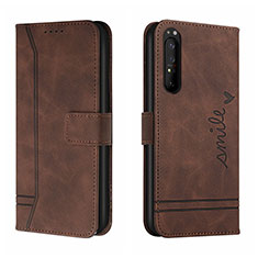 Funda de Cuero Cartera con Soporte Carcasa H01X para Sony Xperia 1 II Marron