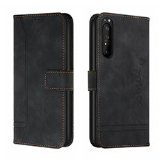 Funda de Cuero Cartera con Soporte Carcasa H01X para Sony Xperia 1 II Negro