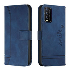 Funda de Cuero Cartera con Soporte Carcasa H01X para Vivo Y20s Azul