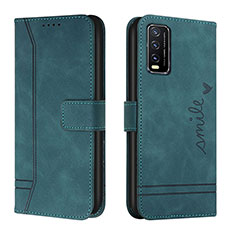 Funda de Cuero Cartera con Soporte Carcasa H01X para Vivo Y20s Verde